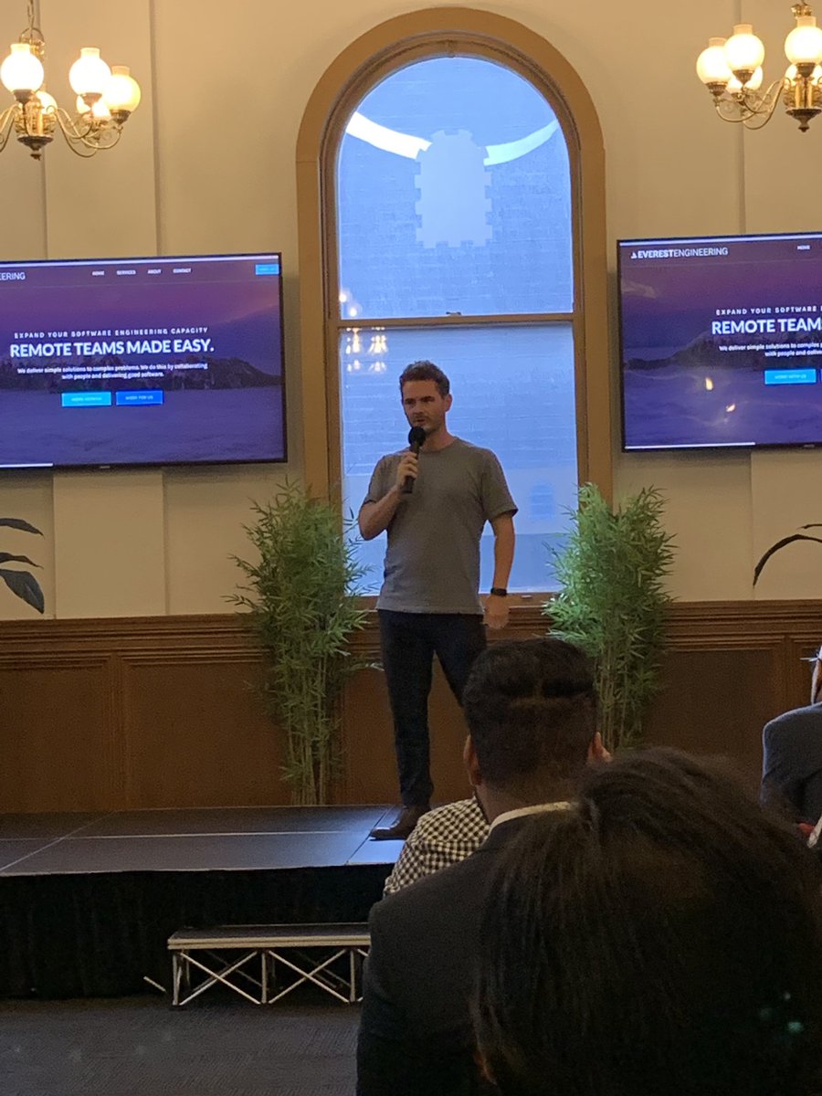 YBFVentures's tweet photo. Legendary YBF member @ringo_thomas getting the crowd pumped for our offshore dev talk. #YBFEvents https://t.co/q39V9aQXMo