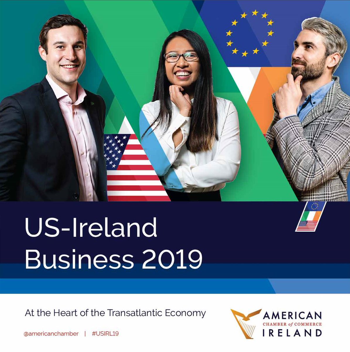 AmericanChamber's tweet photo. At our US-Ireland Business Conference tomorrow with @campaignforleo @DanMulhall @USAmbIreland we will launch the 2019 US-Ireland Business Report- the definitive guide to the Transatlantic business relationship. Sign up for a digital copy: https://t.co/VHeraVHPLr #USIRL19 https://t.co/t4o0d13gmL