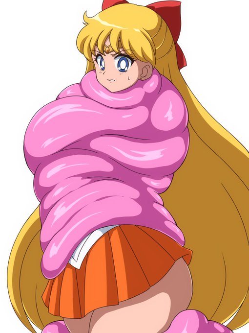 ねり飴のような物体で拘束されるセーラーヴィーナス 