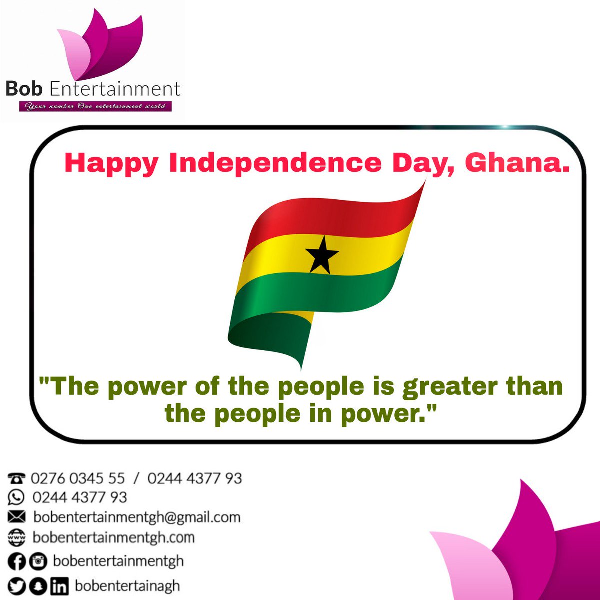 bobentertainagh's tweet photo. Happy Independence Day, Ghana 🇬🇭
#Bobentertainmentgh
#Djbob https://t.co/n0Qy7BwKsx