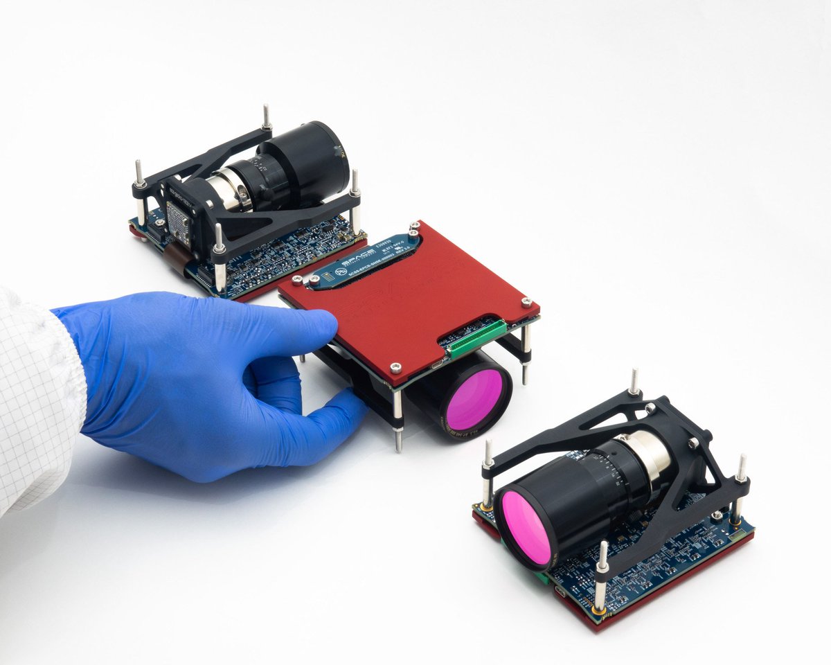 spaceadvisory's tweet photo. Here is the newest batch of our Gecko #CubeSat imagers (ready for order at the @CubeSatShop https://t.co/N2qdaqPFyZ) Looking extra svelte in red; who said engineers don't have style? https://t.co/WQWIMlrb1j