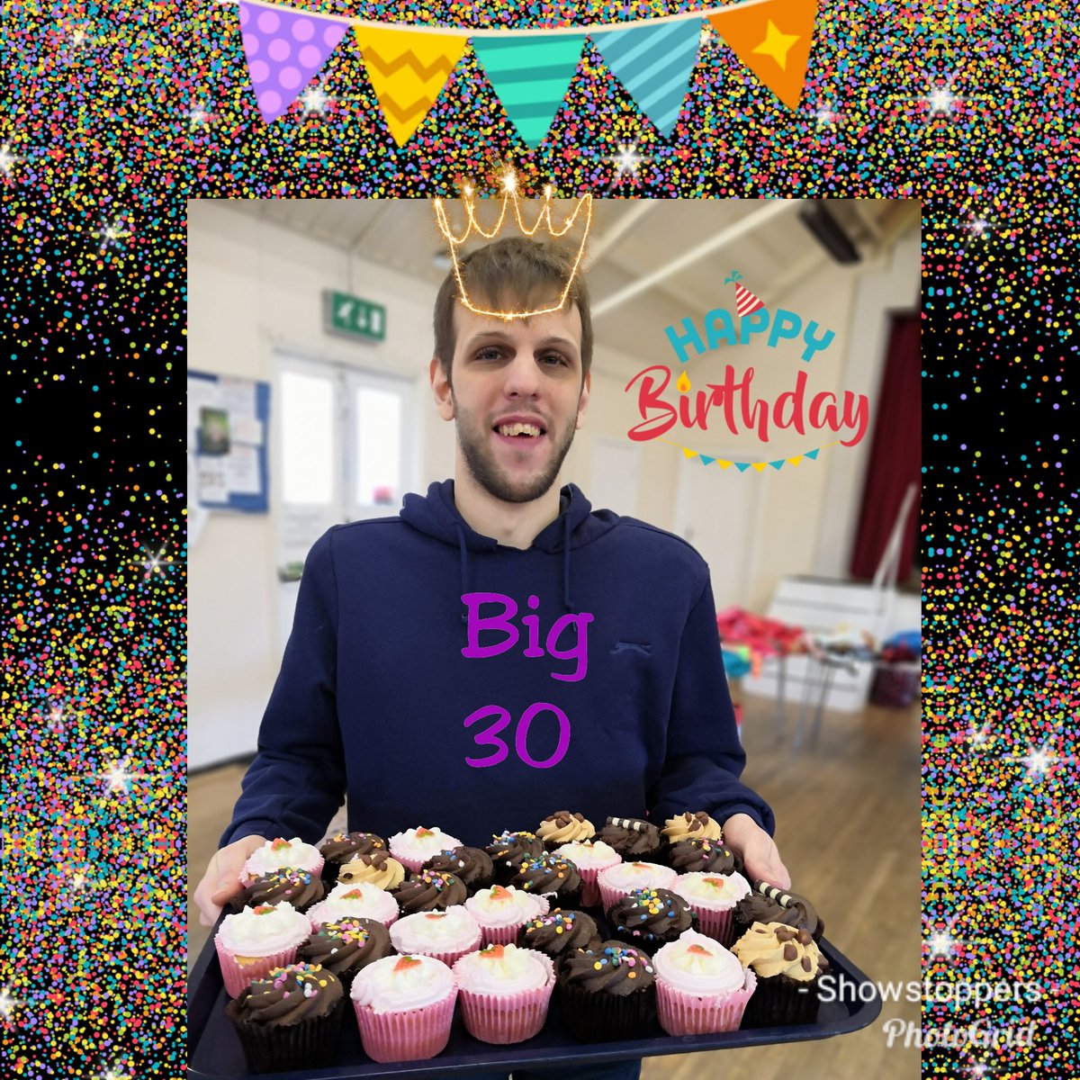 MencapSouthend's tweet photo. Lots of birthday celebrations this week. Happy 30th Joe from all your Showstopper friends x #drama #community #mencap #southendmencap #essex https://t.co/RgcRPSf9Nb