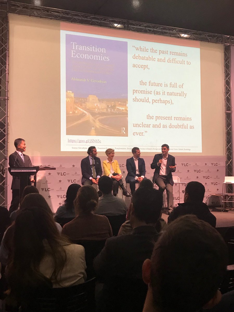 avgevorkyan's tweet photo. A quote from #TransitionEconomies book made a soft landing at the #blockchain panel at #Forinvest19 #Forinvest2019 - really enjoyed discussing economics of #fintech in #CEE & #FormerSoviet |@pilartroncoso_ @smocc694 @MGG_2012 @Forinvest & others https://t.co/qicymdVfss