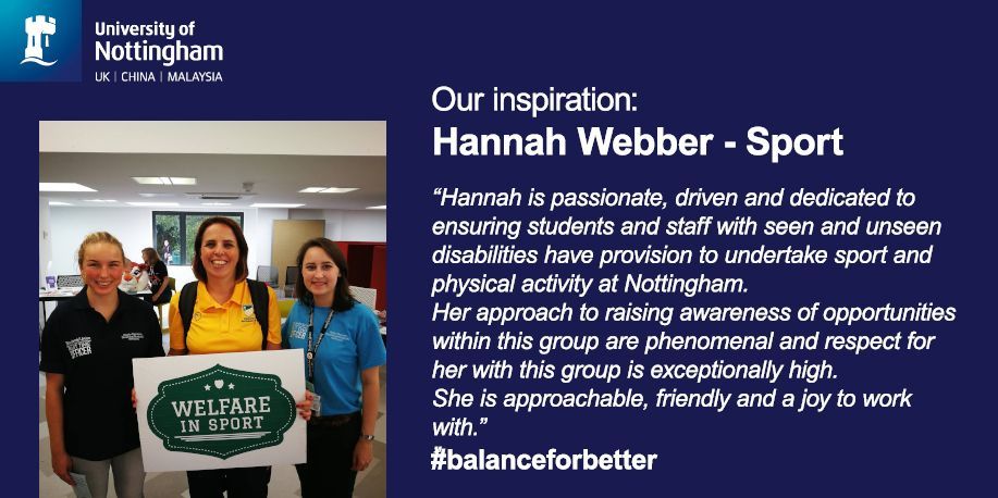 UNNCHome's tweet photo. Meet Hannah Webber @uonsport_dso one of our most inspirational #women this month #IWD2019 #Nottingham https://t.co/HMMxzUm9q5
