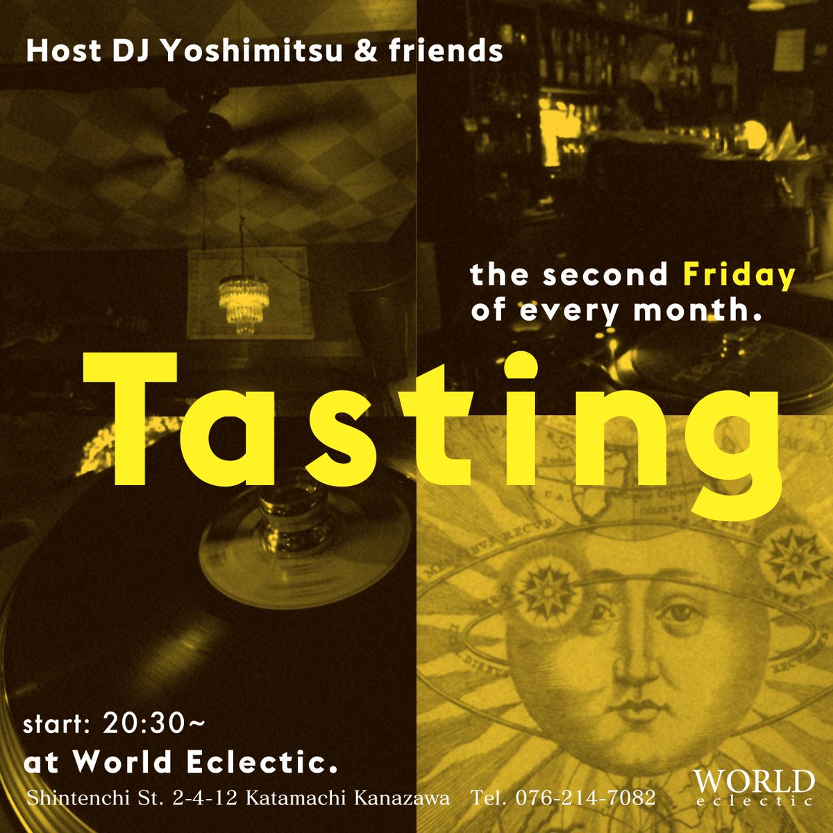 djyoshimitsu's tweet photo. This Friday night at World Eclectic.
『Tasting』
3月8日(金) start 20:30〜

Host 
Dj Yoshimitsu (S.E.L records)

flyer design : savage graphics https://t.co/erNIXSFFpz