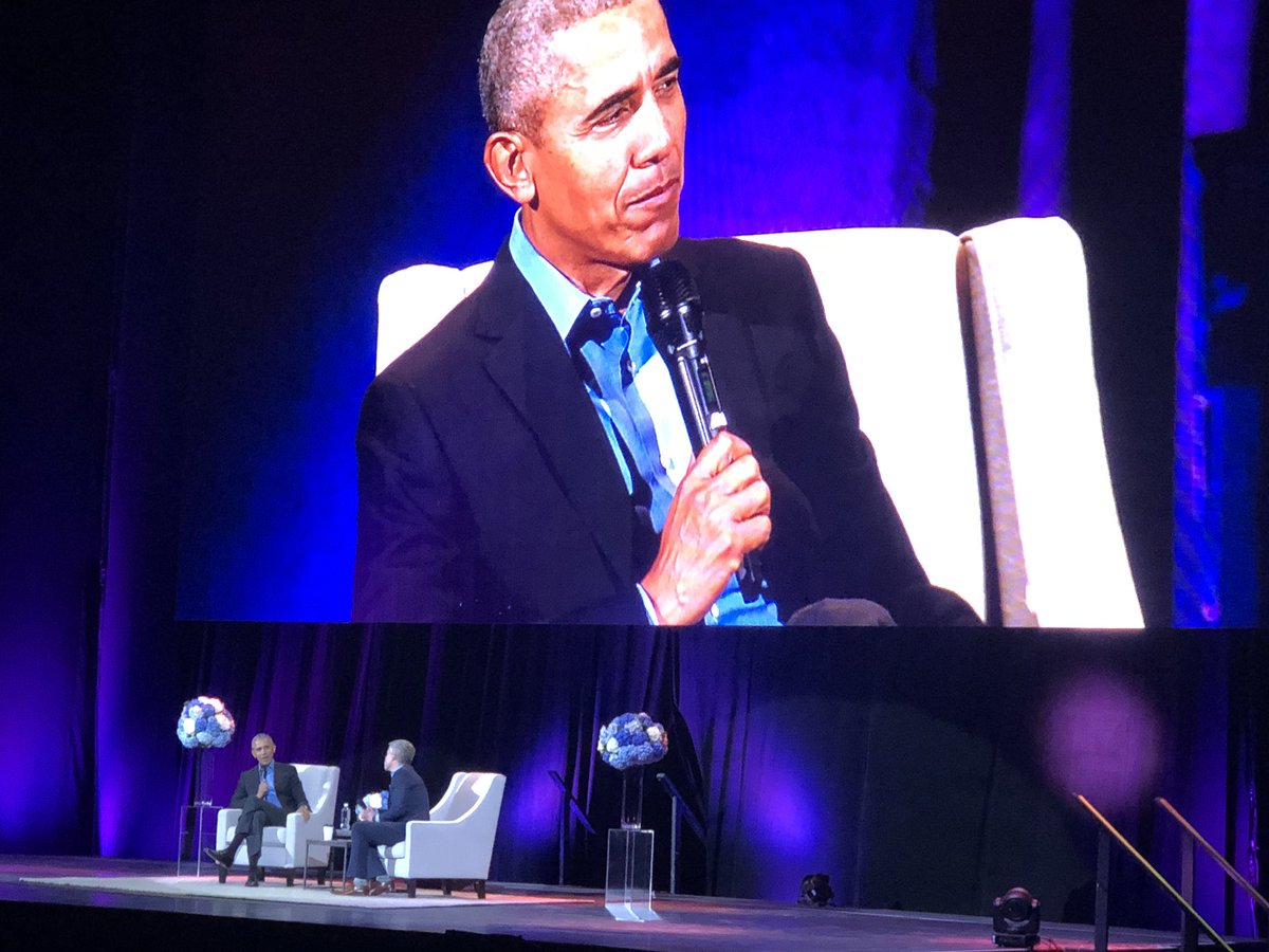 Such a privilege to see <a href="/BarackObama/">Barack Obama</a> in #yyc and an impressive, thoughtful interview by our very own <a href="/jdavidkelly/">Dave Kelly</a>