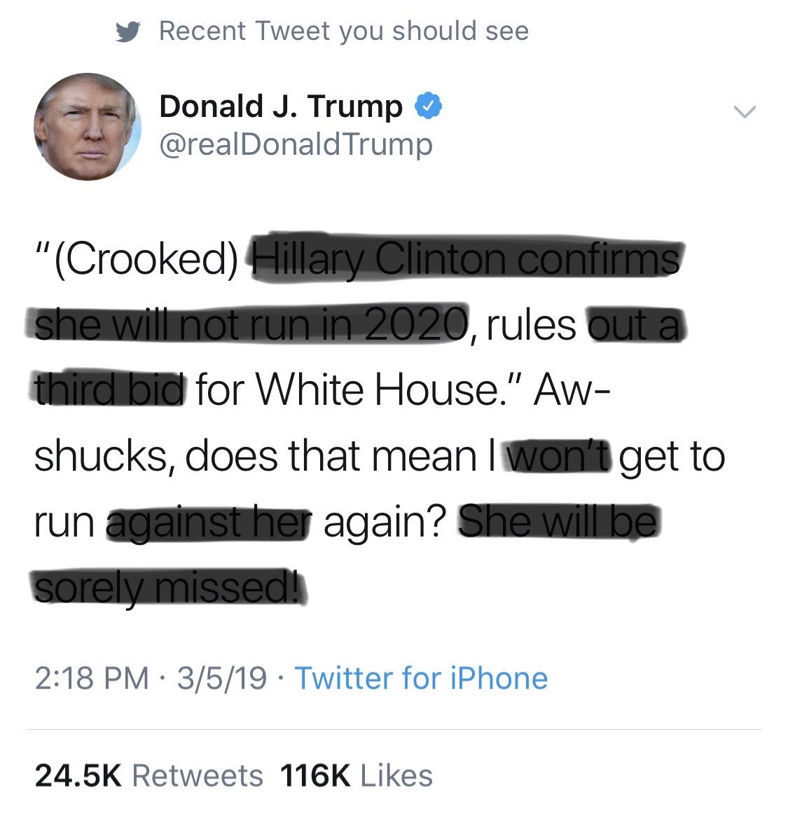 Michaelspadoni's tweet photo. @realDonaldTrump #redactedtrump https://t.co/tRDNLxPdIh