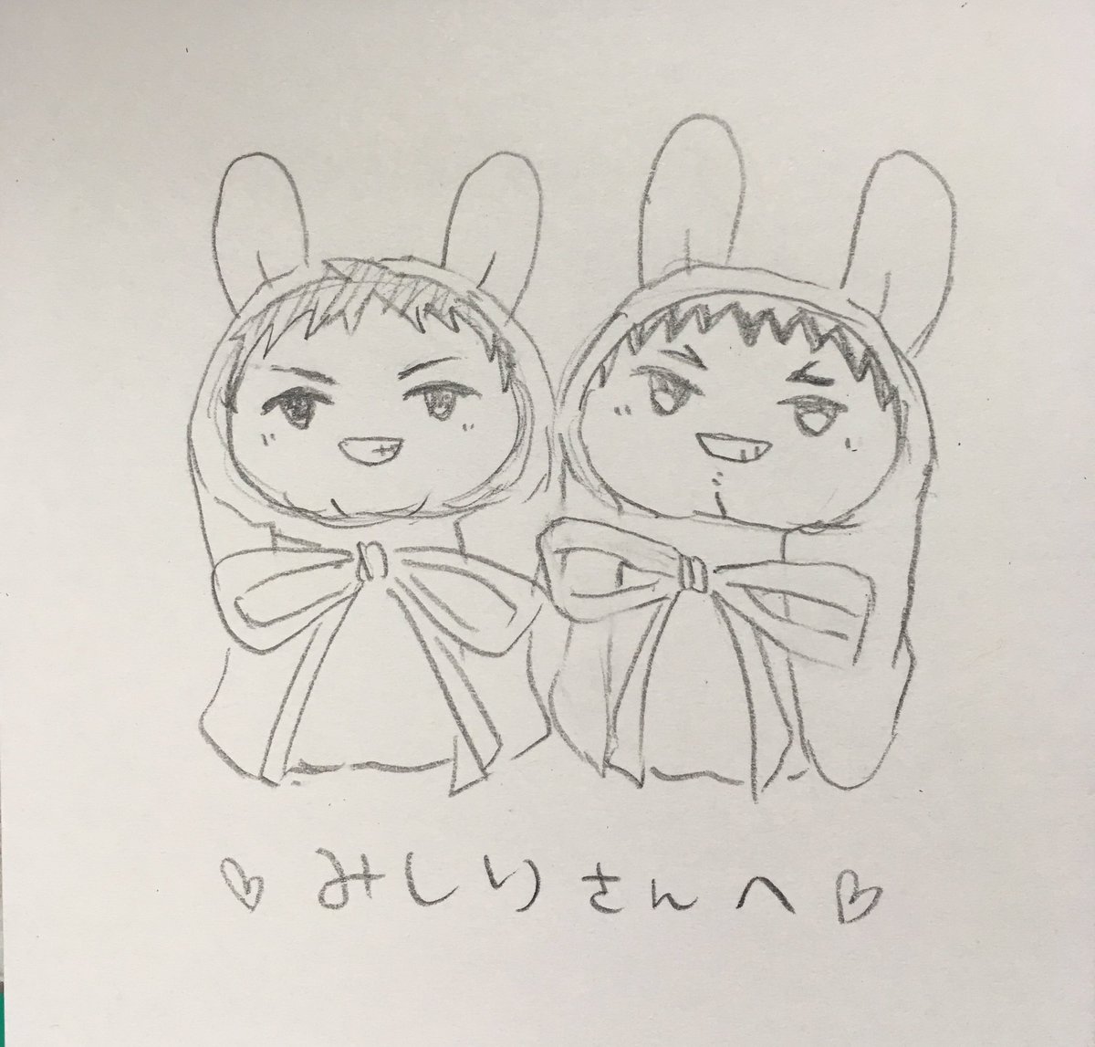 その②

みやこさん(@385nyaaan )
緋村さん(@houtouzanmai )
みしりさん(@misisippy3 )

 #RTした人のアイコンをシャーペンでさらさら自分の絵柄で描く見た人もやる 