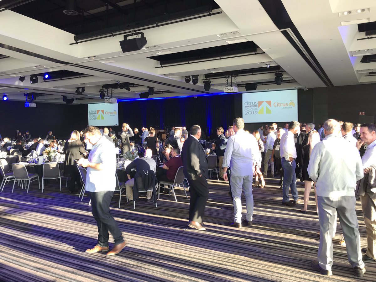 RlfAu's tweet photo. Great day 1 of the @CitrusAustralia #CitrusTech19 forum. Let the dinner and entertainment begin! 🍷 https://t.co/ygz6HdGtS2