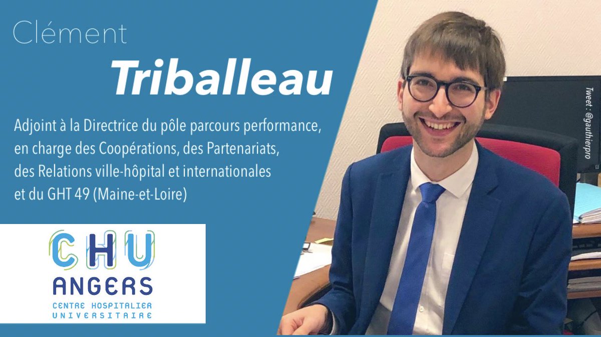 gauthierpro's tweet photo. #Nomination | @C_Triballeau est nommé Adjoint à la Directrice du pôle parcours performance au @chu_angers, en charge des Coopérations, des Partenariats, des Relations ville-hôpital / internationales et du #GHT49 (Maine-et-Loire). https://t.co/jq9Ruyp19T