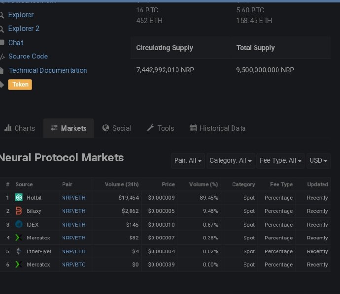 NeuralProtocol's tweet image. Thank you to @CoinMarketCap for updating NRP info. The next market to be added is @Bitker1 exchange
