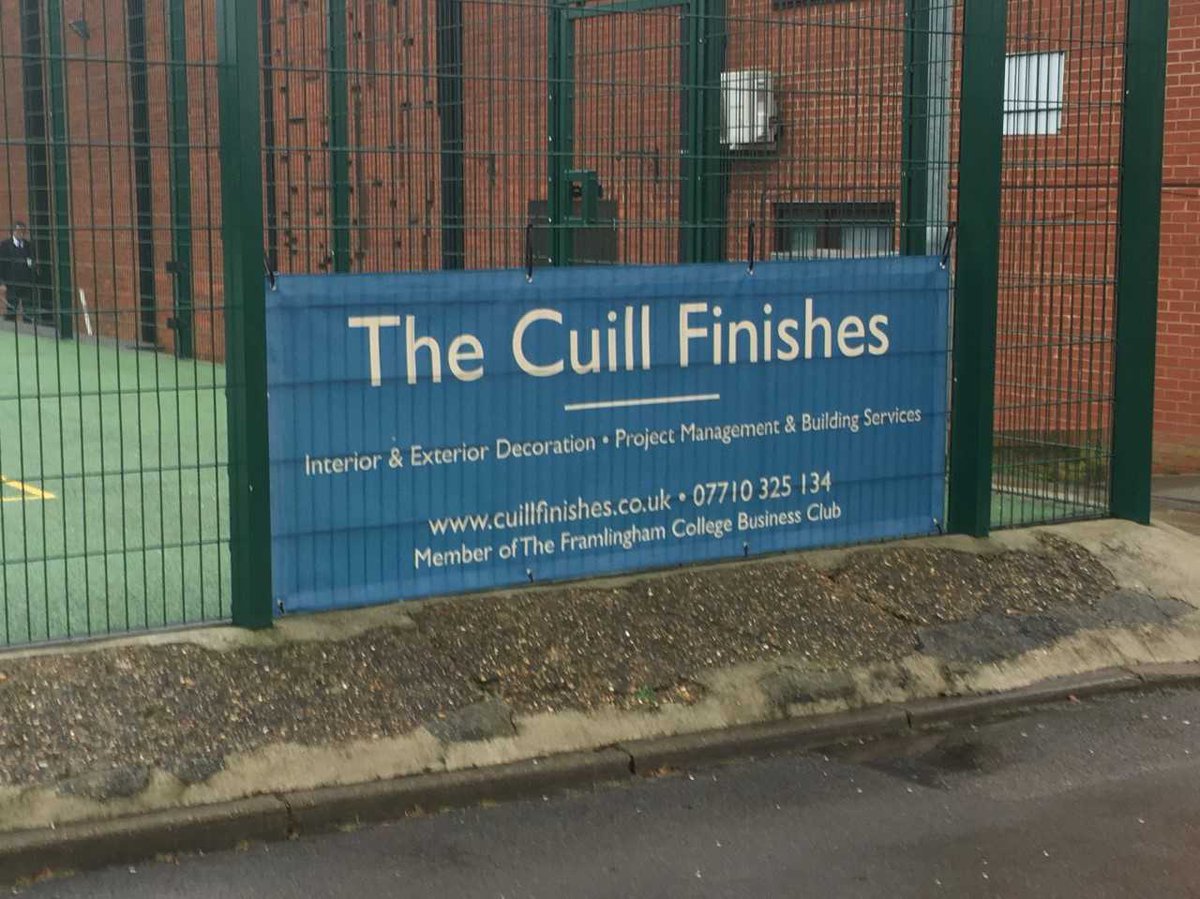Another banner on Moreau Courts at Framlingham College.  Prime position by the cricket pitch for The Cuill Finishes - and thank you, Cuillean for the mention about belonging to Framlingham Business Club - nice touch!  #icannatfram <a href="/thecuillfinish1/">thecuillfinishes - Cuillean McCausland Ltd</a>