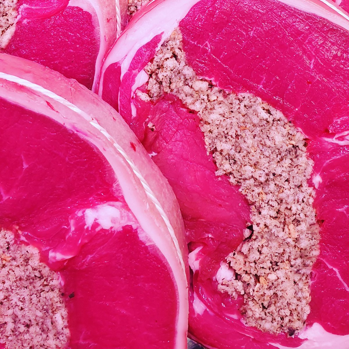 An old classic but very popular at the moment.
<a href="/WelshLamb_PGI/">Welsh Lamb</a> saddle steaks with a mint stuffing!
#Welshlamb #craftbutchery #supportingbritishfarmers #meatymarch #Cardiff