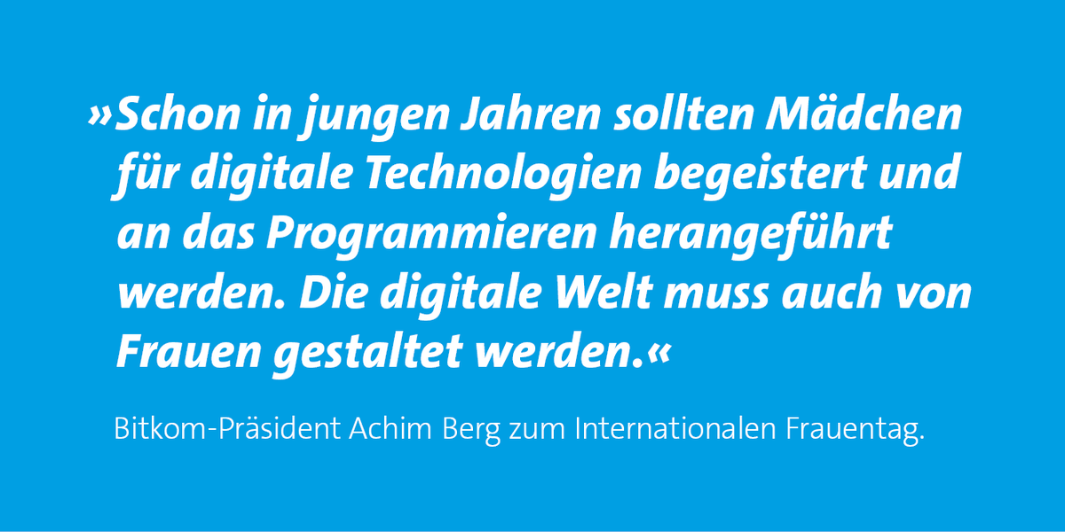Bitkom's tweet photo. Die Mehrheit der Bitkom-Branche wünscht mehr Frauen in IT-Positionen. Aber das ist eine große Herausforderung: Nur jeder siebte Bewerber ist weiblich. Und in Informatik-Studiengängen sind Frauen weiter unterrepräsentiert: https://t.co/BFrnhdjVIW #8März #Frauentag #Weltfrauentag https://t.co/yhA7imzIgs