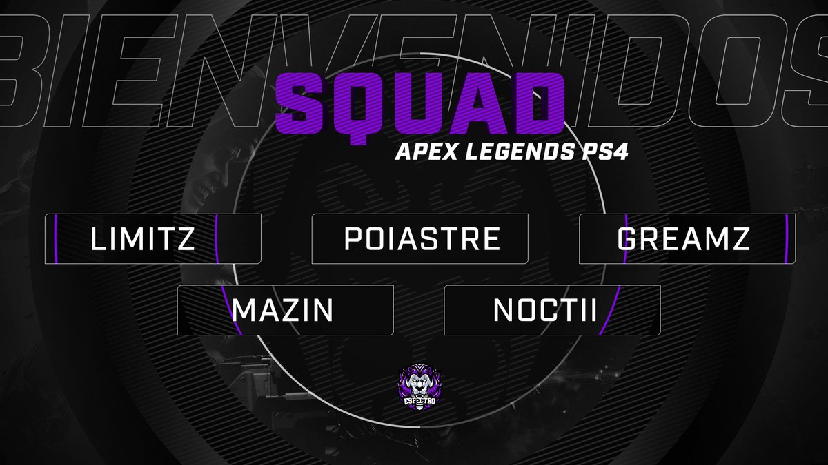 ¡Buenos días leones!

Hoy nos hemos levantado con ganas de presentación, así que con mucha ilusión os presentamos a la que será nuestra nueva squad de #ApexLegends. Con ella vamos a conquistar la arena. 

<a href="/Limitz50/">Ability Limitz</a> 
@Poiastre 
<a href="/THEGreaaMZz/">GreaaMZz</a>
<a href="/Noctiivago1/">Noctiivago</a> 
<a href="/Mazin_Polcha/">Mazin</a> 👔

🦁💜