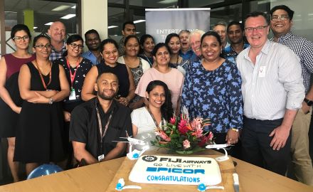 Epicor's tweet photo. Greg O'Loan, Epicor regional vice president, and members of the #Epicor team with our valued customer @FijiAirways at their celebratory #ERP go-live event. Thank you Fiji Airways team and well done to you all on a successful implementation.
https://t.co/5t85wW3xX8
#FlyingFiji https://t.co/43houssLeQ