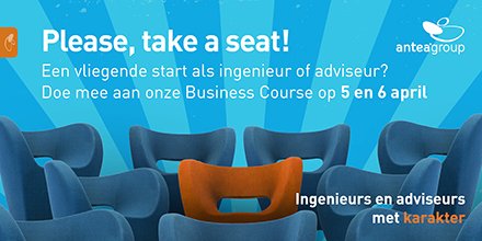 AnteaGroupNL's tweet photo. Op 5 en 6 april laten we tijdens een tweedaagse volledig verzorgde Business Course een selecte groep talentvolle wo'ers en hbo'ers kennismaken met Antea Group! Wil jij vooraan zitten? Meld je dan nu aan via https://t.co/XsPfPCbdJA. Tot dan! #ingenieurs #Businesscourse #anteagroup https://t.co/nP3OxJtI9P