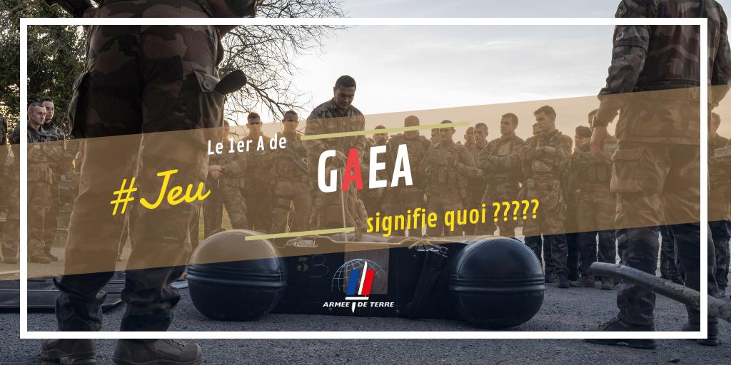 armeedeTerre's tweet image. [#Jeu]  ⚠️Réponse en commentaire + RT pour participer et remporter un #kit @armeedeterre 🤩🎁. Tirage au sort parmi les bonnes réponses !

Que signifie le 1er A de #GAEA ❓

1⃣ Aguerrissement
2⃣ Amphibie
3⃣ Aide
4⃣ Artillerie 

Réponse lundi à 16h00.