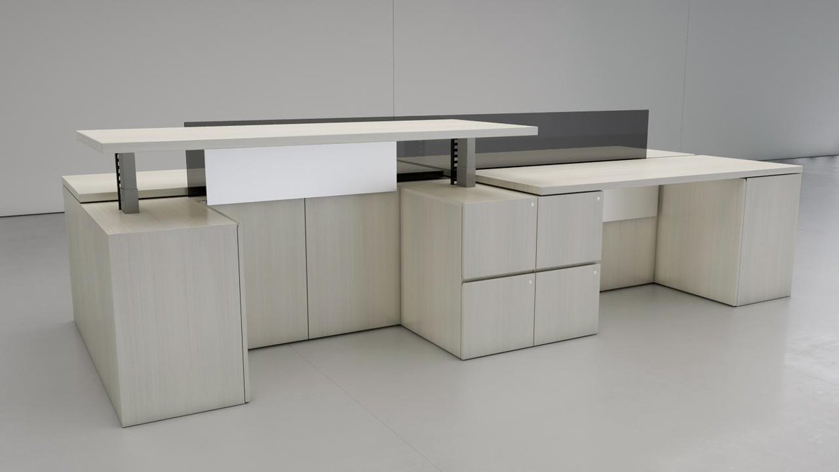 Millwork height adjustable workstations by Innovant.