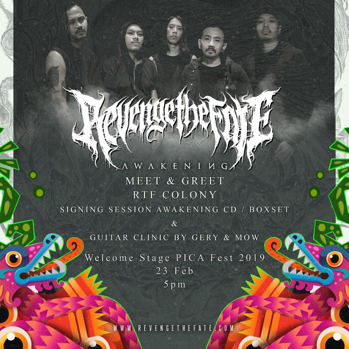 REVENGETHEFATE's tweet photo. Sebelum memanaskan main stage besok malam, kalian juga bisa ngobrol dan seru seruan bareng kita di welcome stage nya @pica_fest 
Acara akan dimulai pada jam 5 sore guys so datang lebih awal ya. https://t.co/wrtwxXghPY