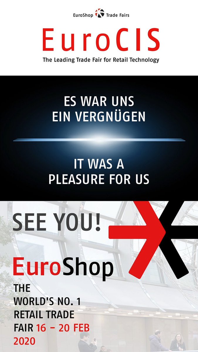 EuroShop's tweet photo. Über 13.000 Retail-Spezialisten aus 94 Ländern besuchten die führende Fachmesse für Retail Technology 
Zur Abschlussmeldung: https://t.co/86opc3zSga #eurocis #euroshop #technologyneversleeps #thanks https://t.co/kbSa3gs0J6