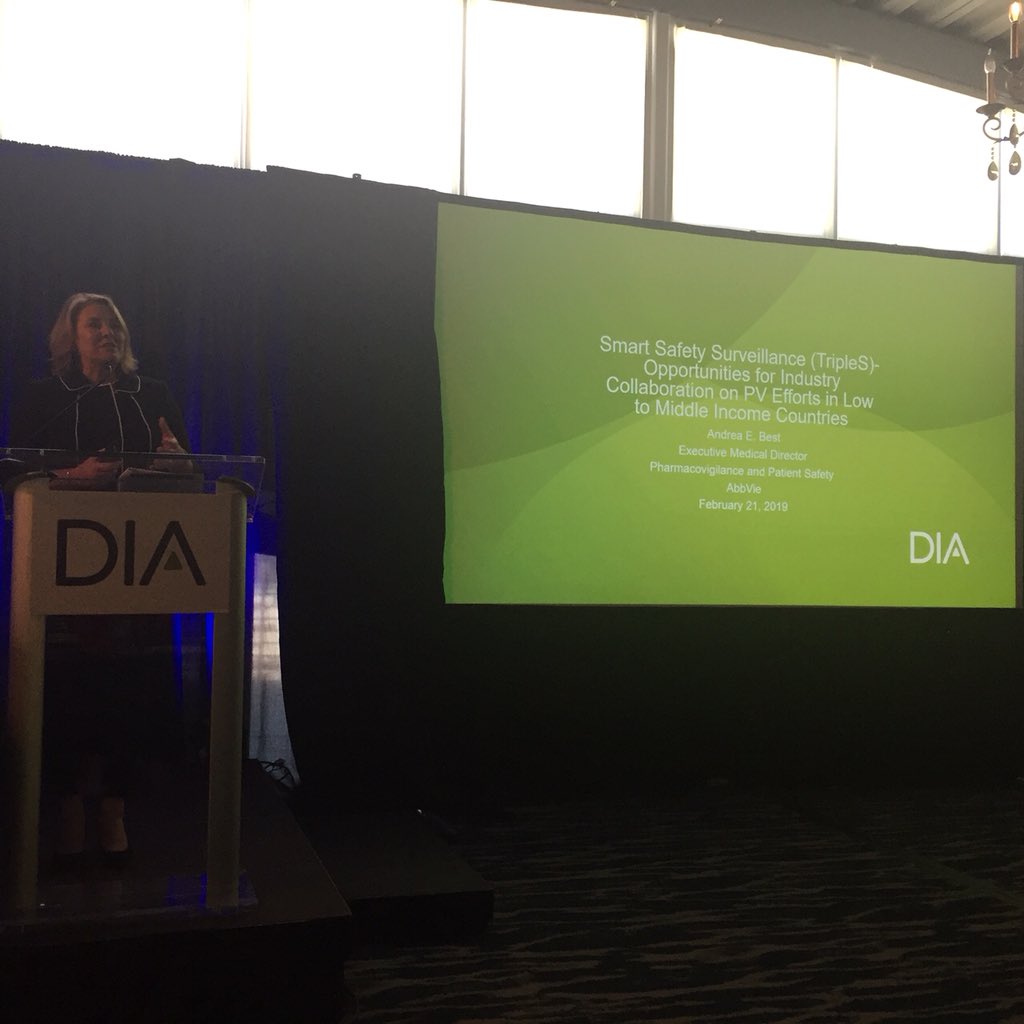AndreaEBest's tweet photo. @DrugInfoAssn AbbVie Pharmacovigilance, led by @LJScarazziniMD, is  supporting Smart Safety Surveillance (TripleS) in advancing public health in Low to Middle Income Countries #AbbVieGivesBack https://t.co/s4t9Fa5Mu1