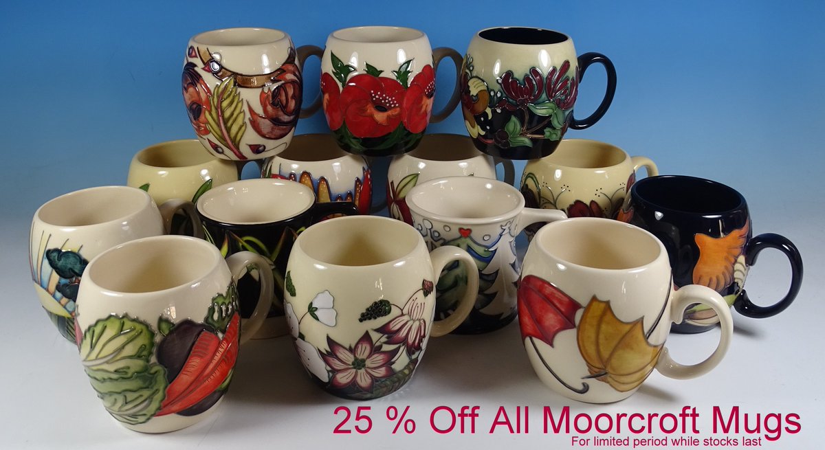 premierpottery's tweet photo. We currently have a special offer on all our Moorcroft Mugs on ebay. There is 25% off them all for a very limited time. Go to https://t.co/thIJ9zSTet to see our ebay store. #premierpottery https://t.co/makDLm4Q7X