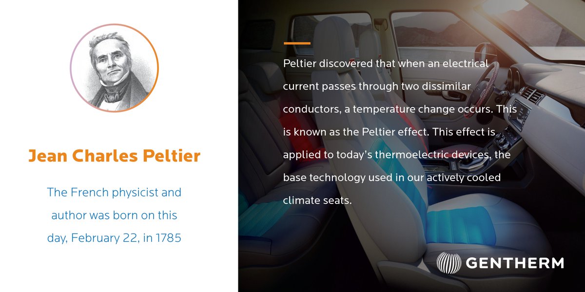 Gentherm's tweet photo. Today we honor the man behind the #PeltierEffect, Jean Charles Peltier. https://t.co/JR4qTPGbLs