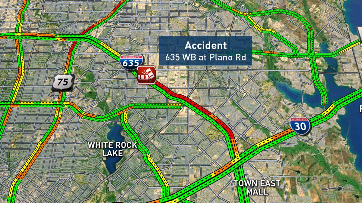 Up to an hour delay on 635. #DFWTraffic @nbcdfw