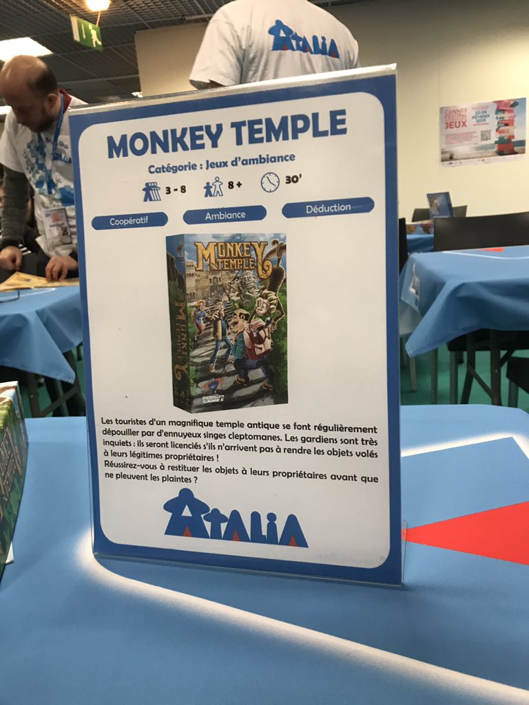 AkoaTujou's tweet photo. Monkey temple, un jeu d’ambiance coopératif oú l’on doit retrouver les propriétaires des objets volés par les singes dans ce jeu de déduction / association pas évident @Atalia_Jeux  @SpaceballoonGam #j2s #fij2019 https://t.co/CfjbNHlBnV