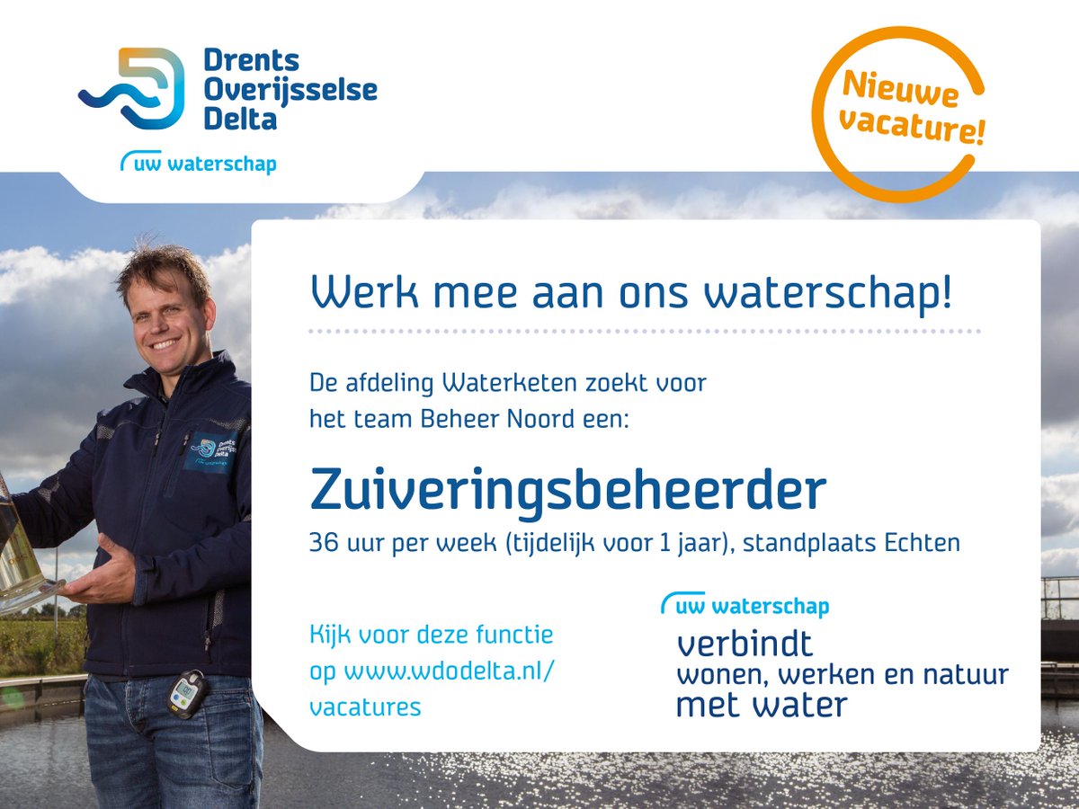 WDODelta's tweet photo. Beschik jij over een afgeronde (technische) opleiding op #MBO niveau 3 of 4. Heb je kennis van verwerking van #afvalwater, beschik je over of wil je wel een #UTAZ-opleiding, #Vapro en #Atex-gasveiligheid cursus volgen? #Vacature #Zuiveringsbeheerder
https://t.co/mC8cJBgjZ3 https://t.co/KLn5FRbFM5