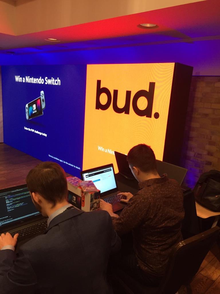 this_is_bud's tweet image. Two on the #phpchallenge leaderboard already, and two more in the hot seat at #phpuk19. Friday has started off with a bang! 💥