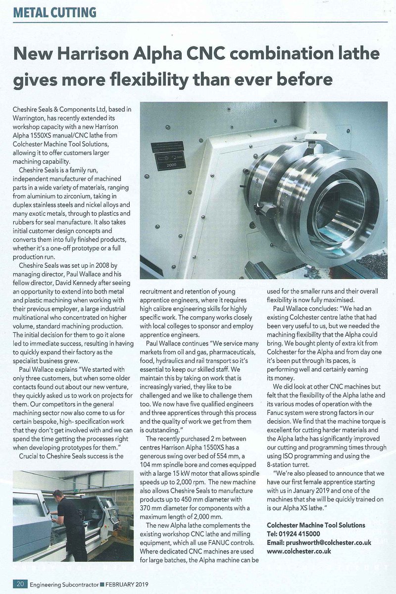 ColchesterMTS's tweet photo. Big thanks to @ESUBmagazine for our recent Cheshire Seals Harrison Alpha 1550XS case study! For more details visit - https://t.co/E5Jya8jFAL #largelathes #cnc #lathe #engineering #engineers #mfg #engineeringsubcontractor https://t.co/bCwyoS56Ge
