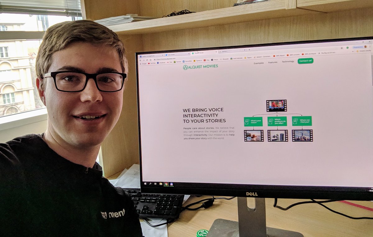 AlquistAI's tweet photo. Petr just finished our new website for Alquist Movies. This is the face of happy #AI developer who done some #web coding! https://t.co/4MQRsH9kpn
.
.
.
#conversationalAI #webdev #Webdesign #MachineLearning #interactiveStorytelling #interactivemovie #Alquist #startup #Developer https://t.co/2p10wK2j2H