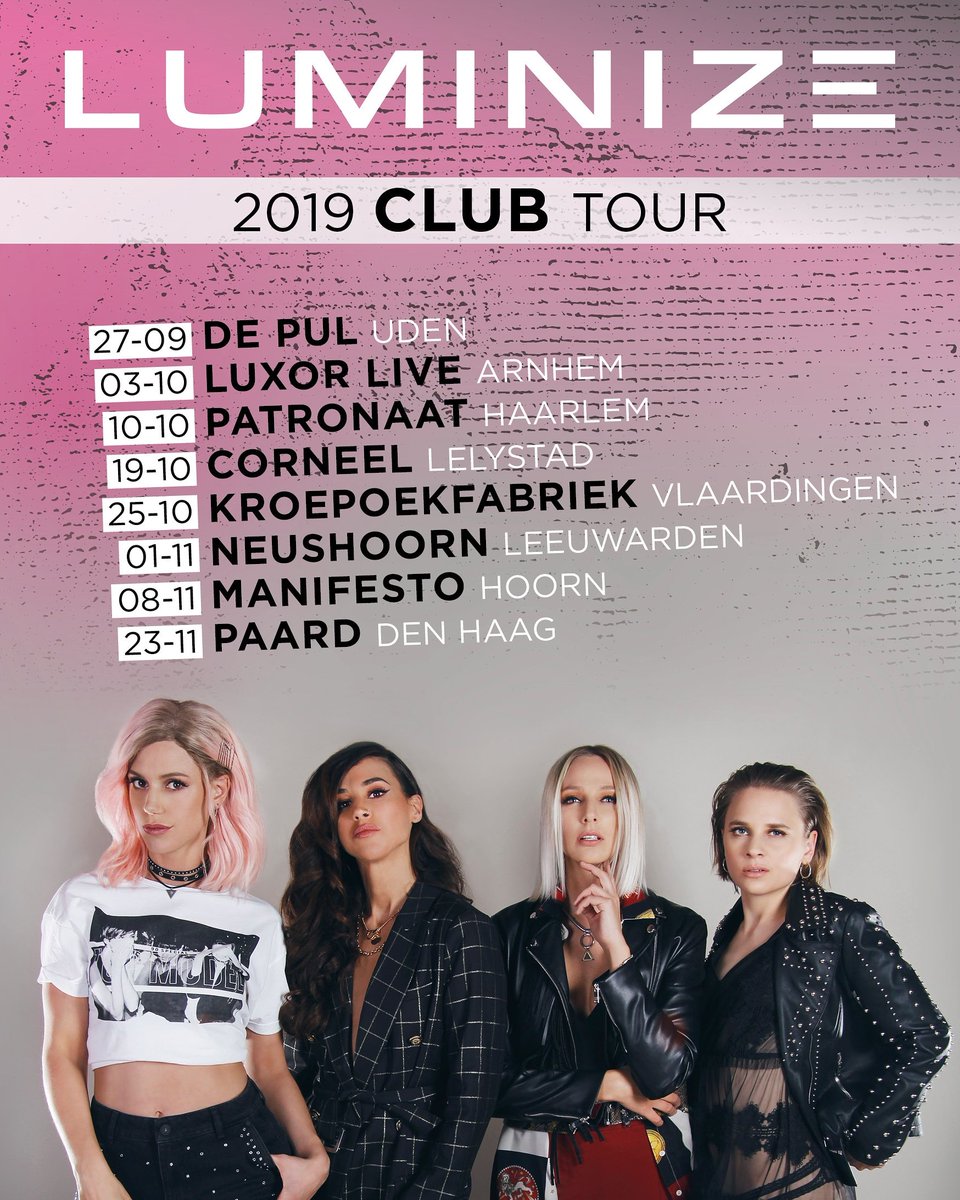 Luminize Club Tour 2019 it is!!!🎸🎤 So excited to do this!!! 😍
Tickets on sale now! Pick your fav city and get your tickets here:luminizemusic.com/events/ and...get ready to be luminized!!! #luminize #girlpower #clubtour #girlband #innocent