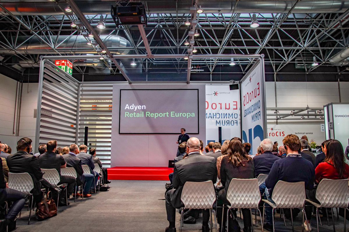 Adyen's tweet photo. We had a great time at @EuroCIS!
What we learned:
- Ignoring customer expectations will cause retailers to lose out on billions of revenue
- All sales channels must work together 
- New and exciting developments in POS technology
#technologyneversleeps #payments #eurocis2019 https://t.co/9gelTahkpv