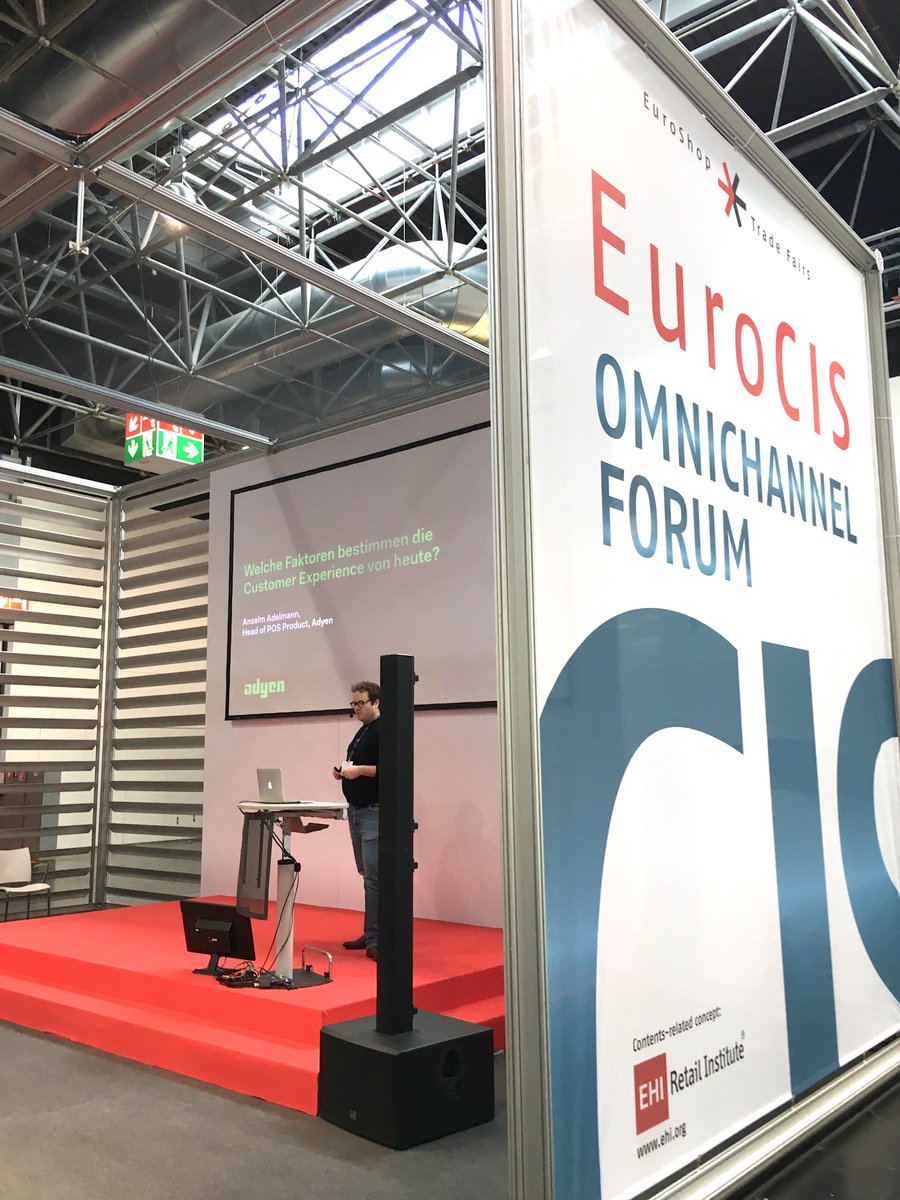 Adyen's tweet photo. We had a great time at @EuroCIS!
What we learned:
- Ignoring customer expectations will cause retailers to lose out on billions of revenue
- All sales channels must work together 
- New and exciting developments in POS technology
#technologyneversleeps #payments #eurocis2019 https://t.co/9gelTahkpv