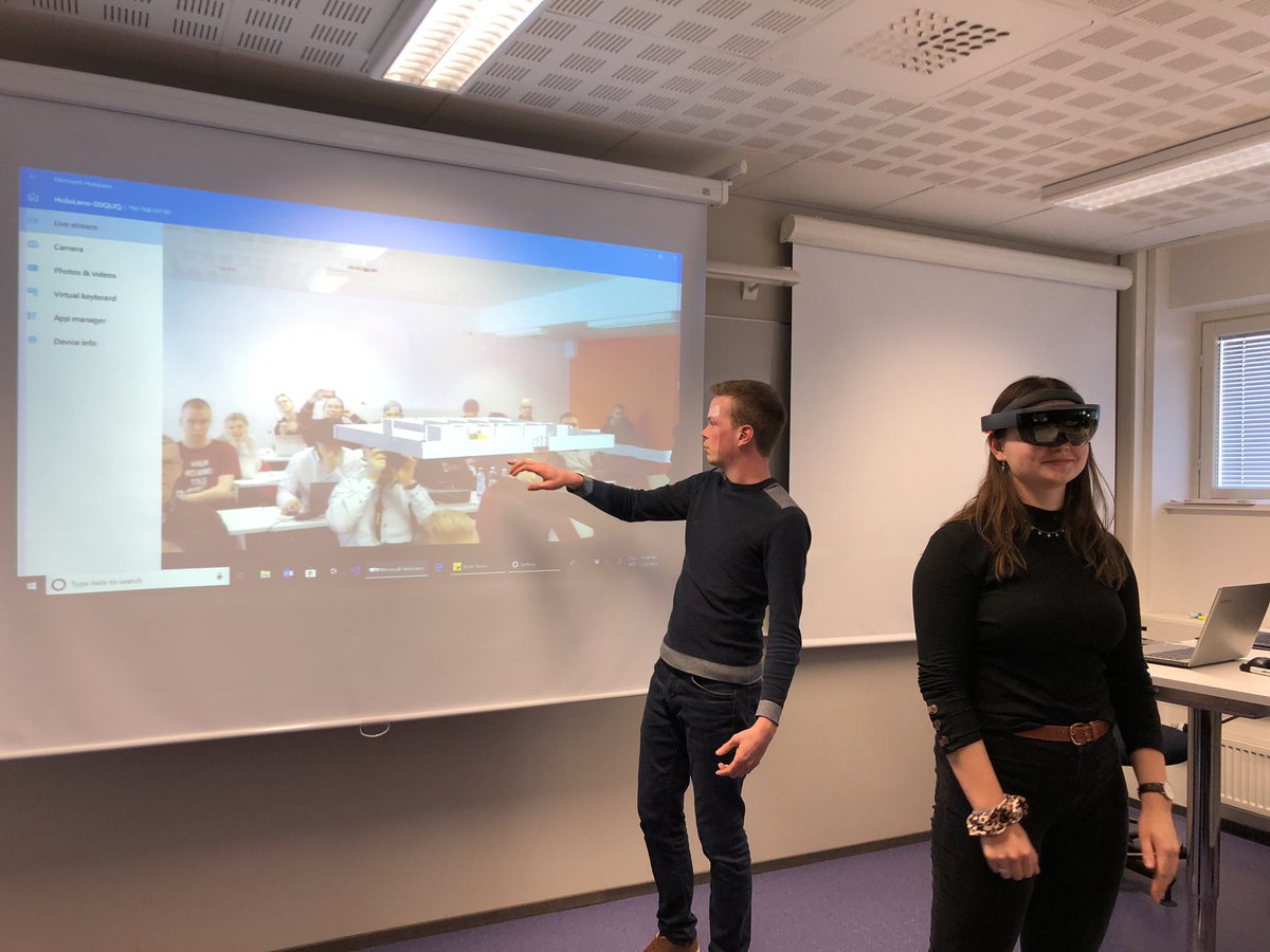 VHJoeri's tweet photo. Our customer Assa Abloy was really impressed by the student’s final results #IPproject #collaboration #KareliaUAS #HOGENT #inHolland #Abloy #HoloLens https://t.co/XbDrt0M1B2