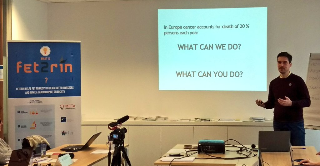 valeriewormsbe1's tweet photo. Next up #pitching is #FETproject @evo_nano explaining how it can help to bring innovative Nano-drugs for #Cancertherapy to the market quicker to help patients.
#impactresearch https://t.co/WsIO6zFTHl