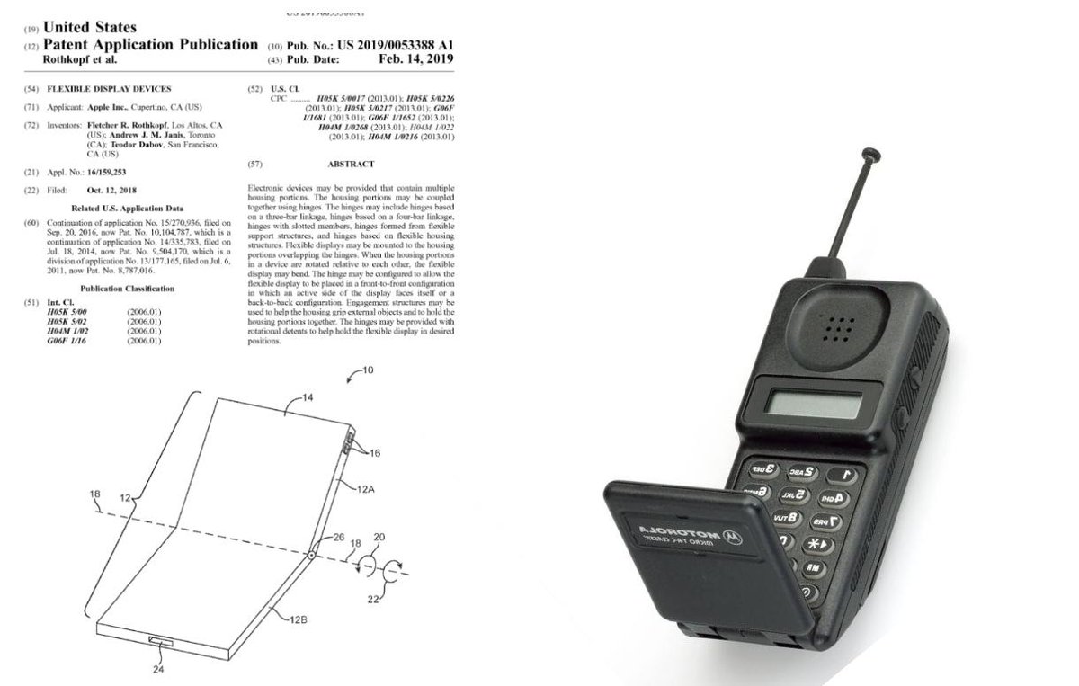ozerik's tweet image. Is it just me who thinks the Apple foldable iPhone patent application is borderline something @Dilbert_Daily would have written. &quot;may use hinges&quot;  #applefoldable #apple #iphone #applepatent #patents #guesswhowillbesuedbymotorola