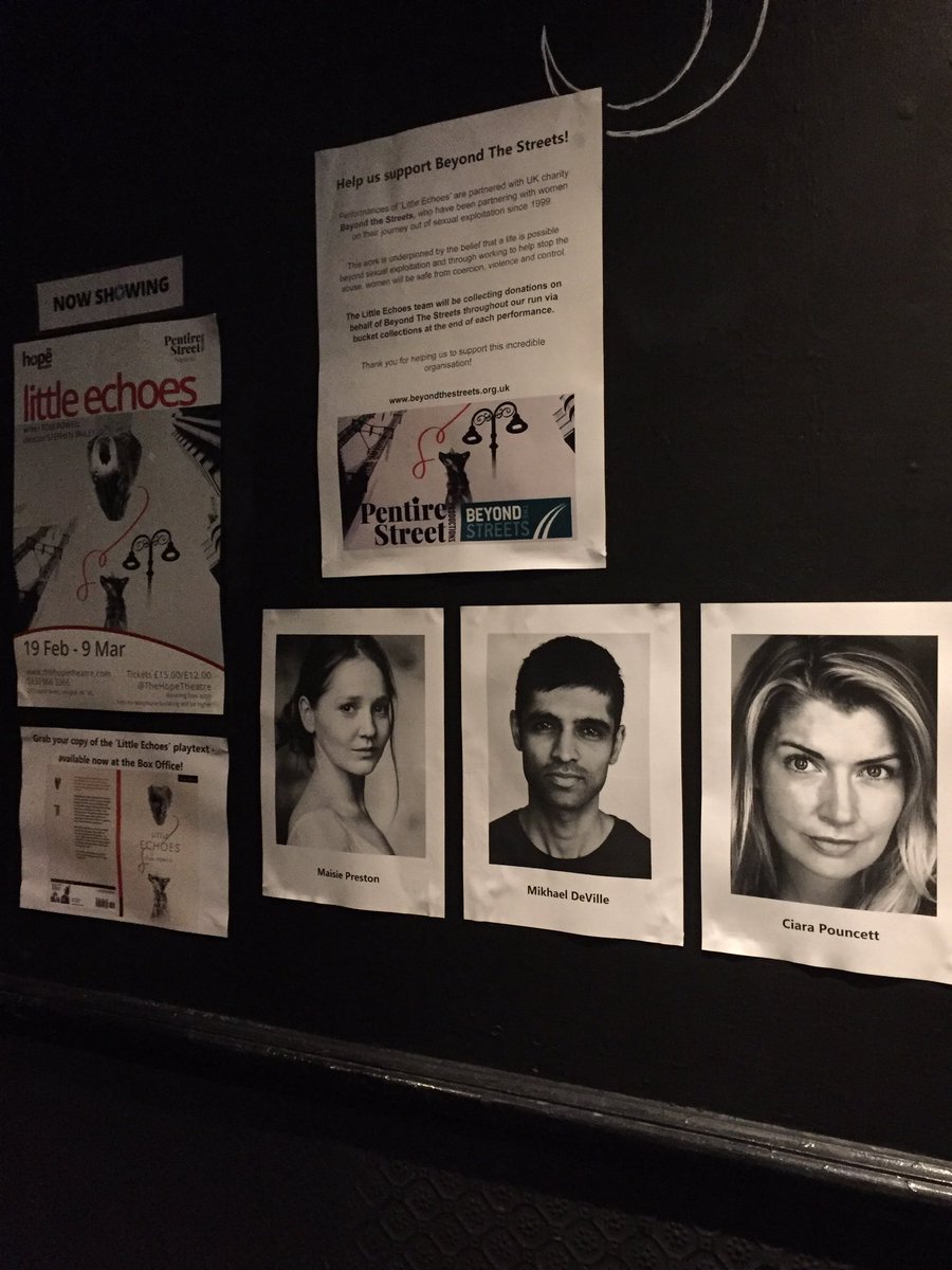 MrsOsmond_'s tweet photo. Fast paced dialogue, antagonism, dispair, intimidation, mistrust & abuse, all tied together @pentire_street #LittleEchoes @TheHopeTheatre Extremely well performed & keeps you engaged from start to end. @CiaraPouncett @mikhaeldeville #MaisiePreston https://t.co/LSlLfljXeb