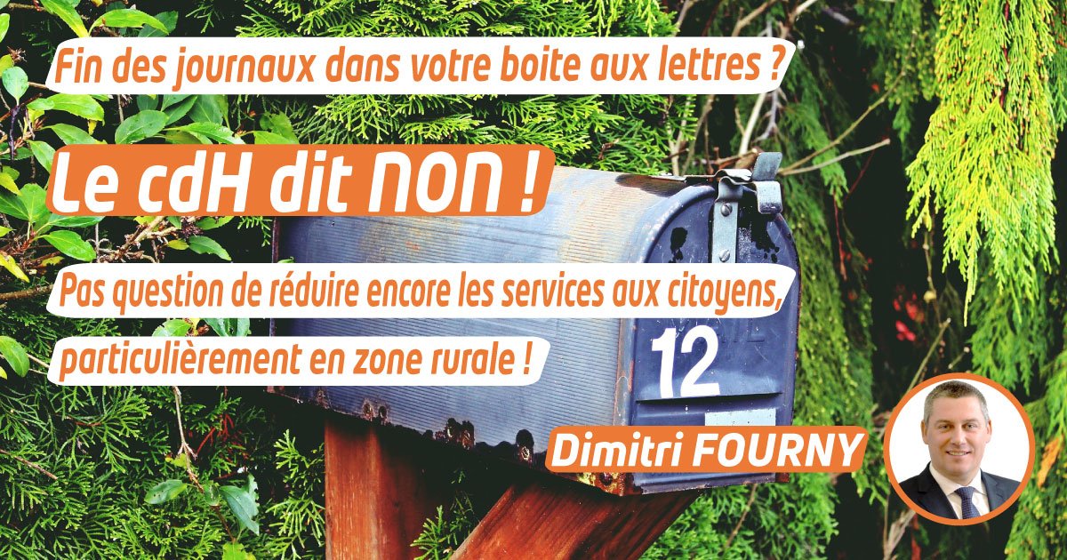 La fin du journal dans votre boite-aux-lettres ? <a href="/DimitriFourny1/">Dimitri Fourny</a> s’y oppose fermement ! C’est une nouvelle atteinte à tous les #citoyens en zone rurale et à l’avenir de la #presseécrite ! <a href="/lecdh/">John Doe</a>