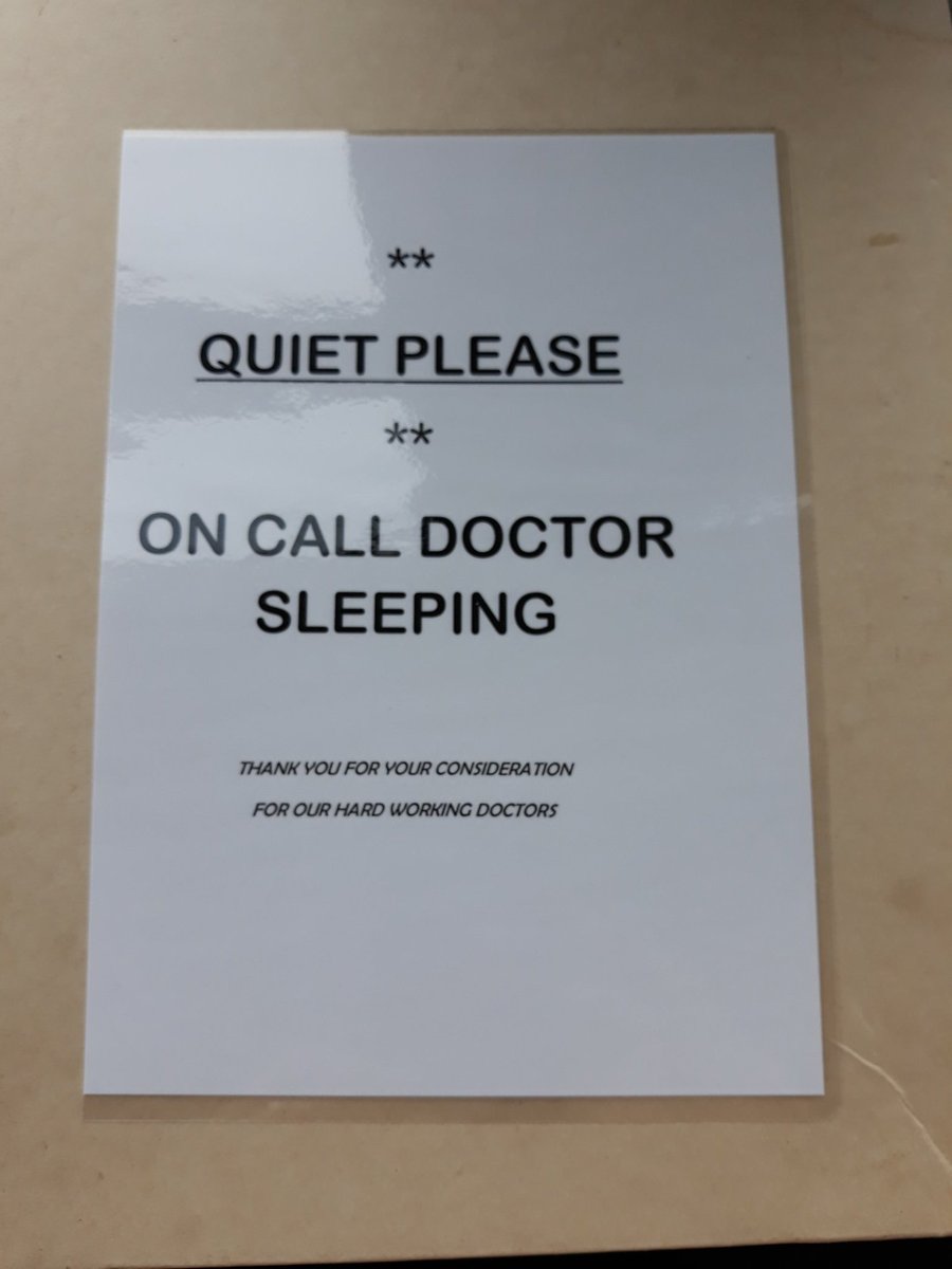 Outcomes_PROMs's tweet photo. The on-call bedroom for our junior doctors is along the corridor from me and I noticed they had a tatty hand-made sign on the door. Whilst having my morning coffee I quickly made them a nicer, laminated one to make them feel more appreciated. Hope it works :) https://t.co/W3edqNmDqw