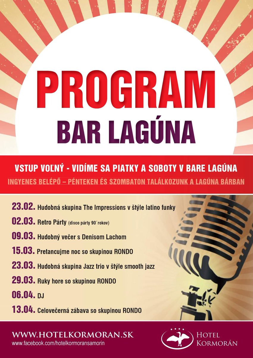 FilipAnimator's tweet photo. #hotelkormoran #samorin #Slovakia #slovensko #program #barlaguna #otvarame #new #vstupvolny #hudobnyvecer #pridte #tesimesanavas #cakamevas https://t.co/tIyxNZW815