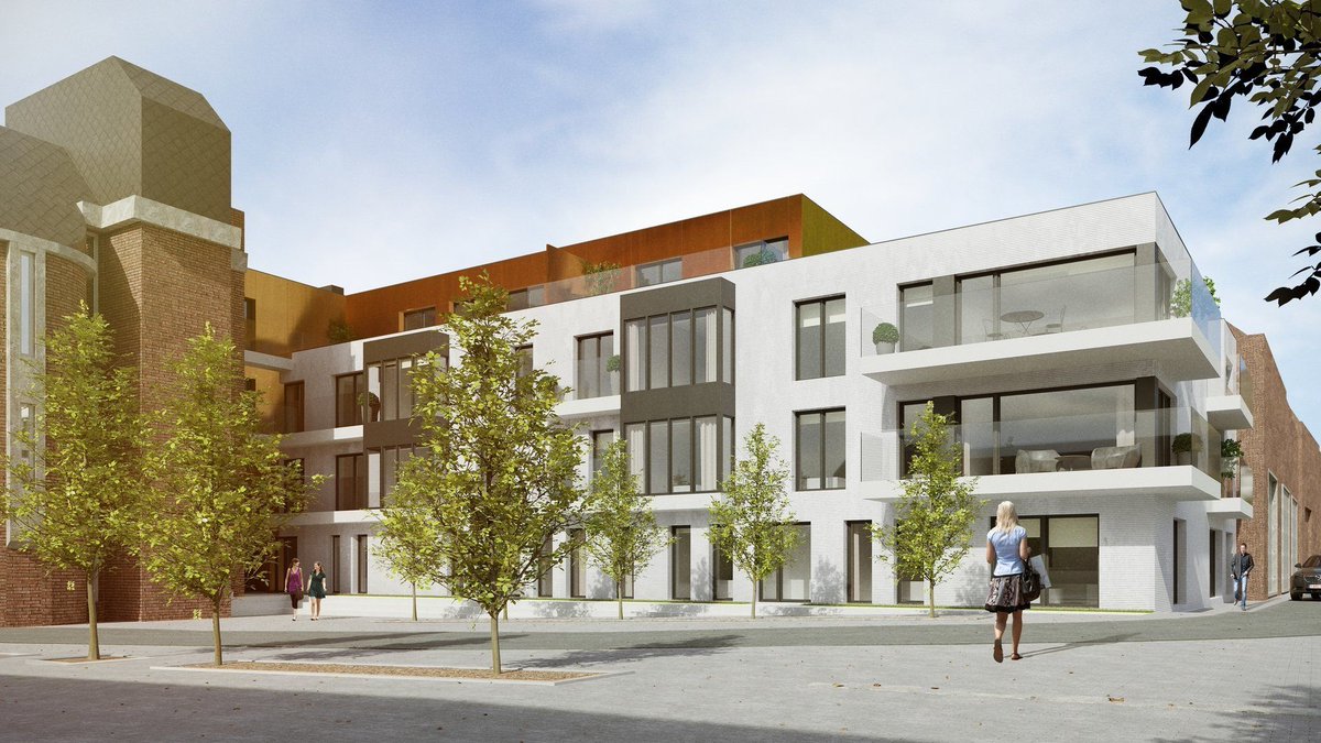 Cr3do_3D's tweet photo. In Ninove bouwt WolfInvest aan twee nieuwe appartementsgebouwen op de Graanmarkt. Wij verzorgden alvast de visualisaties, maquette en commerciële grondplannen! https://t.co/d6xCRoeg2c