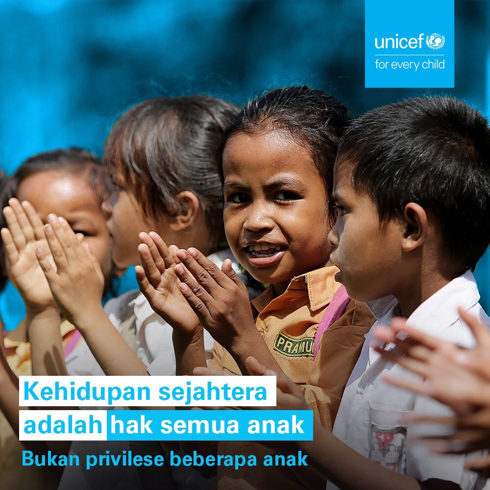 UNICEFIndonesia's tweet photo. Karena ketika anak-anak dapat tumbuh dengan sehat, terdidik, bebas dari kemiskinan, hidup bahagia dan aman, mereka dapat berkontribusi kepada ekonomi dan masyarakat.

Berikan 💙 bila kamu setuju!

#ForEveryChild https://t.co/8GBhMFQmlO