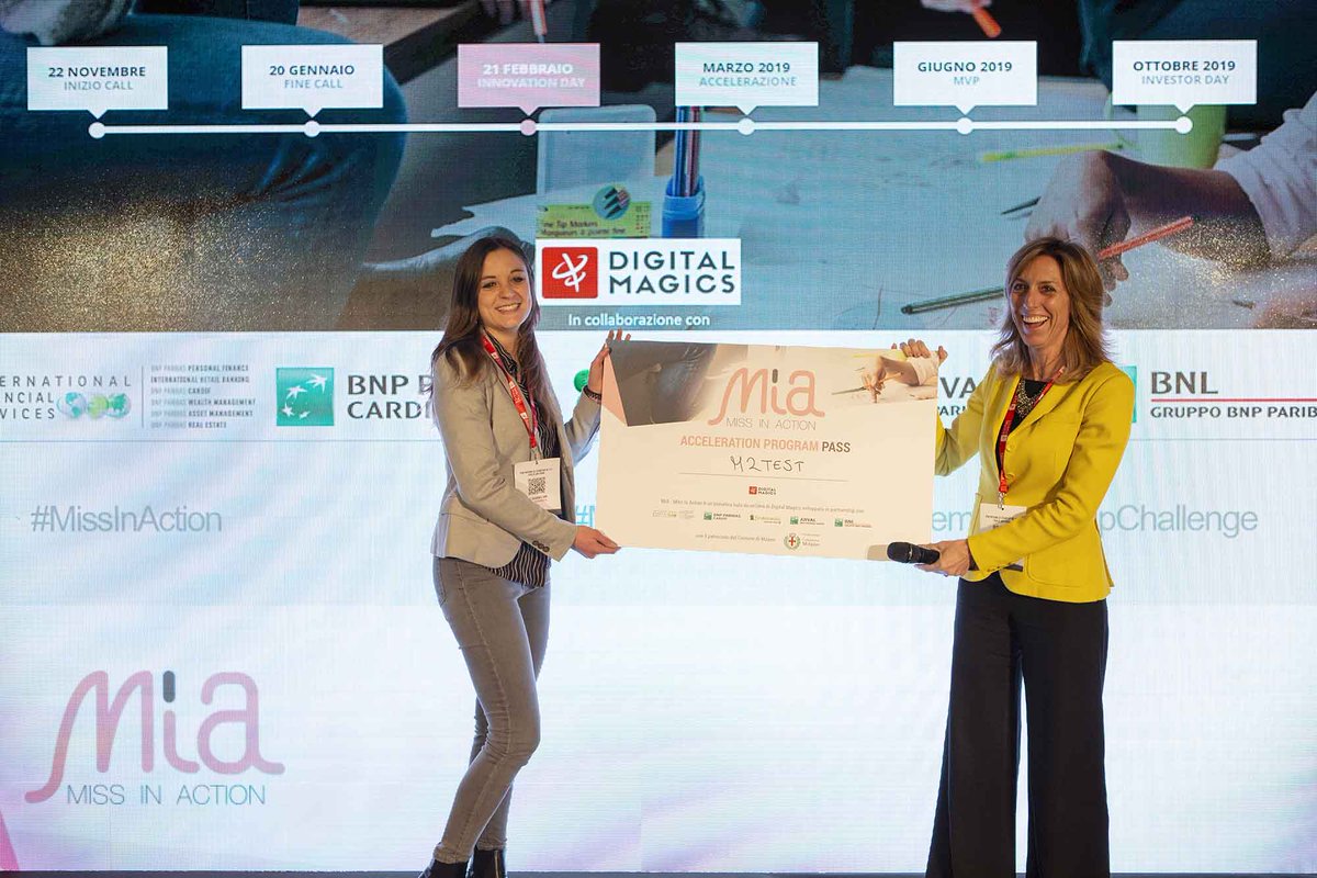 GammaDonna_'s tweet photo. Le nostre congratulazioni e in bocca al lupo alle #startup che hanno vinto il percorso del 1° acceleratore per l'imprenditoria digitale al femminile grazie a #MissinAction di @Digital_Magics e @BNPPCardifIT: #M2TEST, @IntribeTrend , @Transactionale_ e @WorkWideWomen! #MIA2019 🤩 https://t.co/CzlyEWQFAd