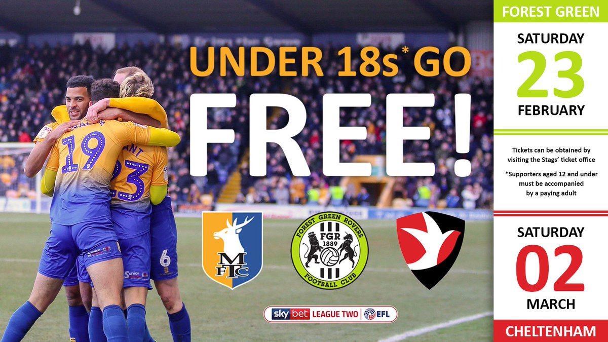 LIKE &amp; RT:

#Stags' fans... help us spread the word by liking and retweeting this post!

Aged 17 or under? You can watch tomorrow's big match at home to <a href="/FGRFC_Official/">Forest Green Rovers</a> for FREE (3pm)!

mansfieldtown.net/news/2019/febr…