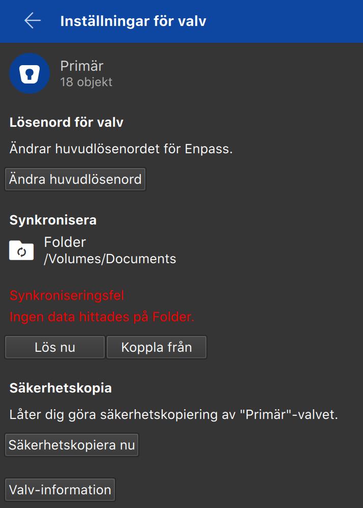 frso80's tweet photo. @EnpassApp Syncronation error.
No data found in Folder.

If i look in /Volumes/Documents i have a folder called Enpass and in that folder is vault.enpassdbsync https://t.co/iZbDeHeQ5b