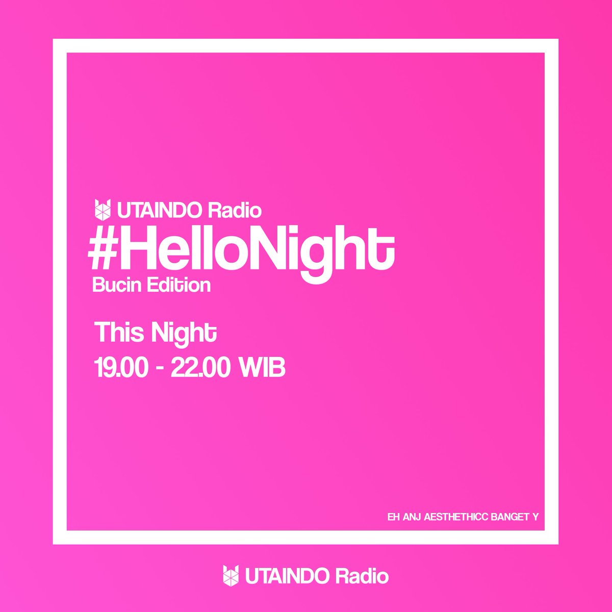 Hallo gengs!
beberapa menits lg kita siaran loch 👀👀 tenang siarannya ga bahas-bahas ttg cinta juga tp acara yang akan besok dateng apatuch 👀👀

stay tune in utaindoradio.com